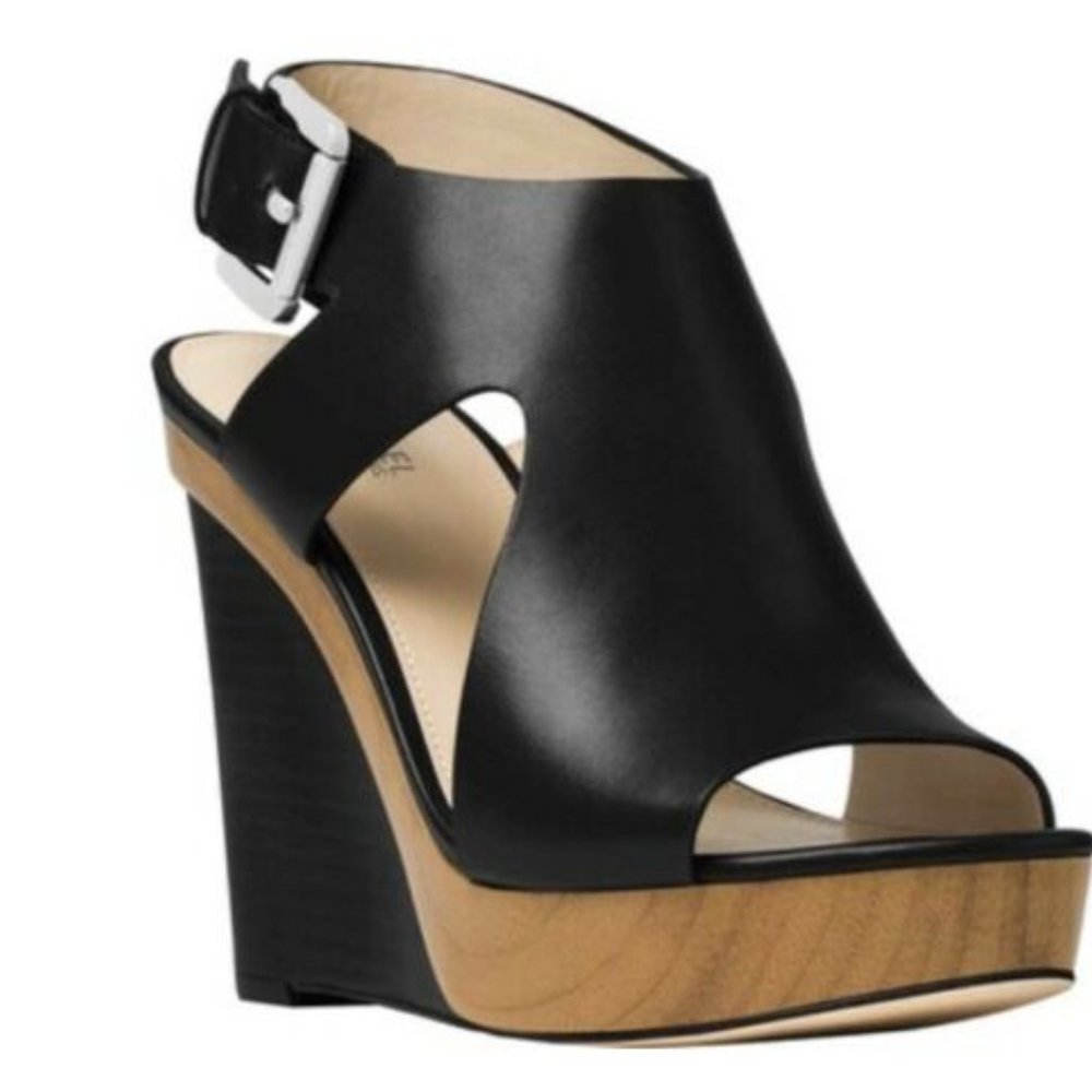 Michael Kors Black Wedge Heel Sandals Size 8.5